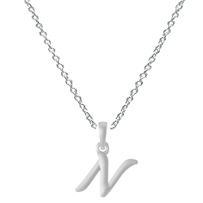 Akshat Sapphire Sterling Silver (92.5% purity) precious Name alphabet chain pendant (Pendnat with Anchor/Cable chain- 22 Inches) pure silver designer alphabet chain locket Akshat Sapphire
