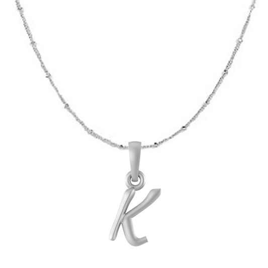 Akshat Sapphire Sterling Silver (92.5% purity) precious Name alphabet chain pendant (Pendnat with Ball  chain) pure silver designer alphabet chain locket Akshat Sapphire