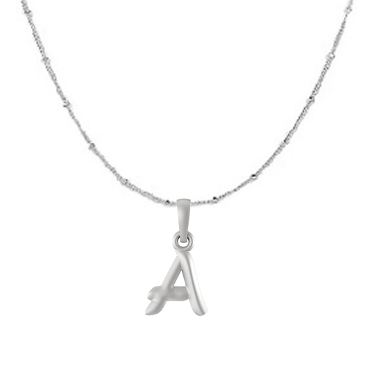 Akshat Sapphire Sterling Silver (92.5% purity) precious Name alphabet chain pendant (Pendnat with Ball  chain) pure silver designer alphabet chain locket Akshat Sapphire