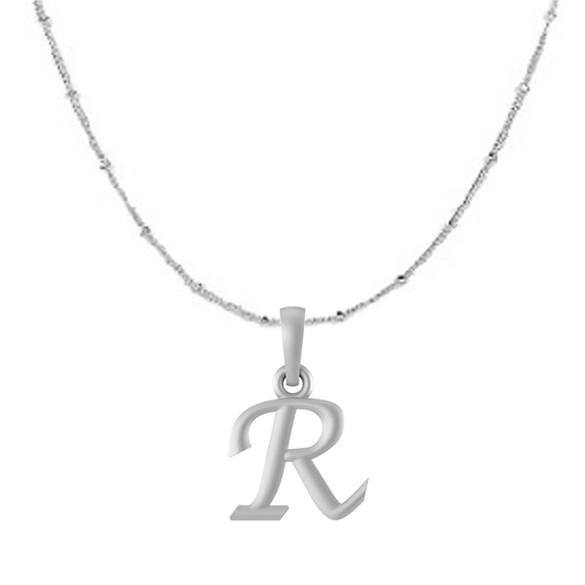 Akshat Sapphire Sterling Silver (92.5% purity) precious Name alphabet chain pendant (Pendnat with Ball  chain) pure silver designer alphabet chain locket Akshat Sapphire