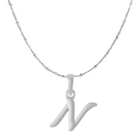 Akshat Sapphire Sterling Silver (92.5% purity) precious Name alphabet chain pendant (Pendnat with Ball  chain) pure silver designer alphabet chain locket Akshat Sapphire