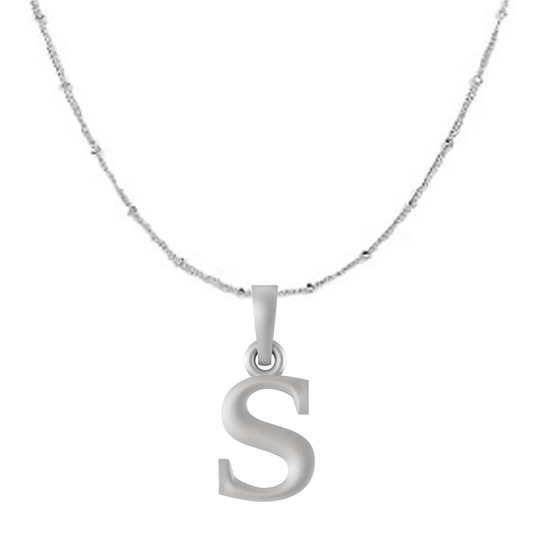 Akshat Sapphire Sterling Silver (92.5% purity) precious Name alphabet chain pendant (Pendnat with Ball  chain) pure silver designer alphabet chain locket Akshat Sapphire