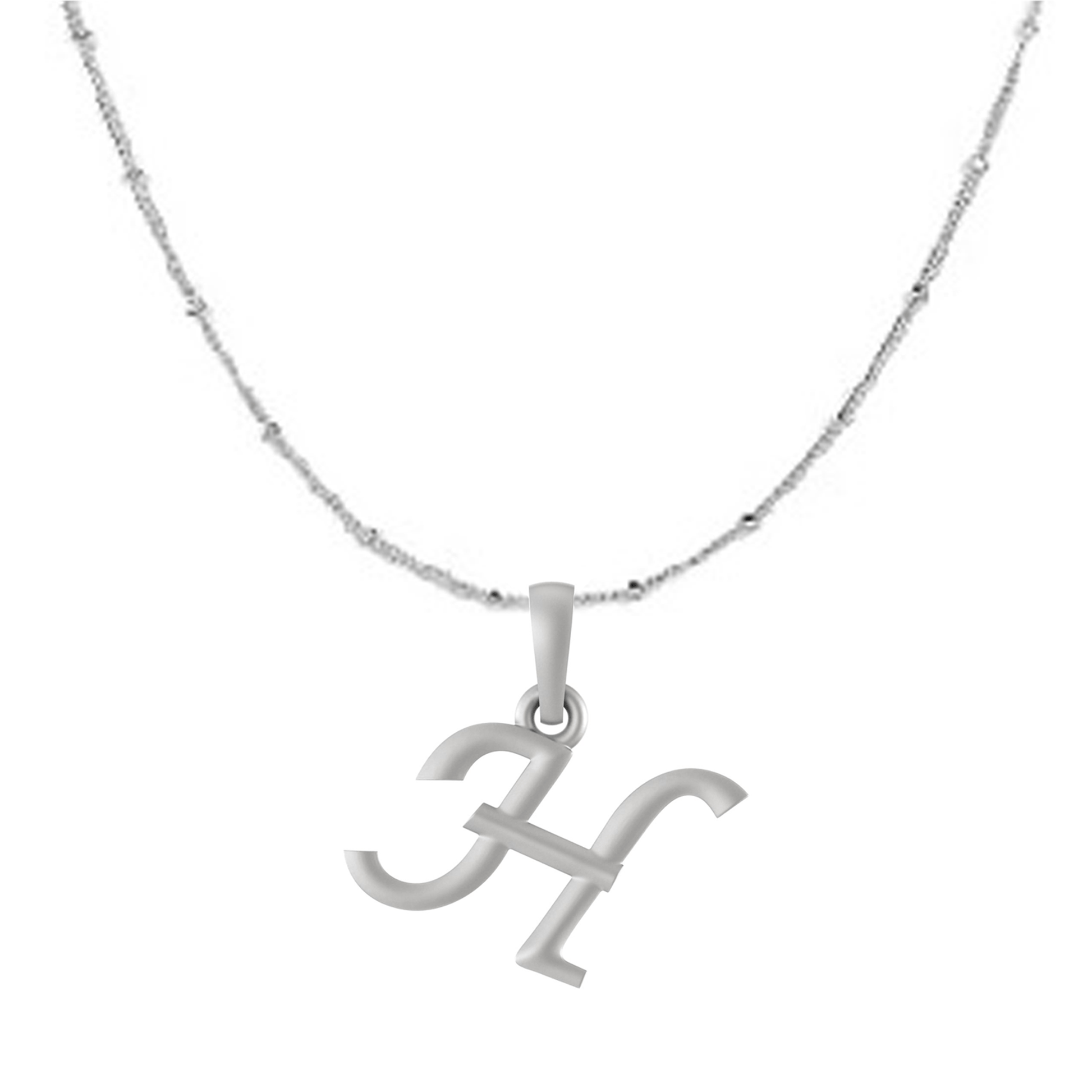 Akshat Sapphire Sterling Silver (92.5% purity) precious Name alphabet chain pendant (Pendnat with Ball  chain) pure silver designer alphabet chain locket Akshat Sapphire