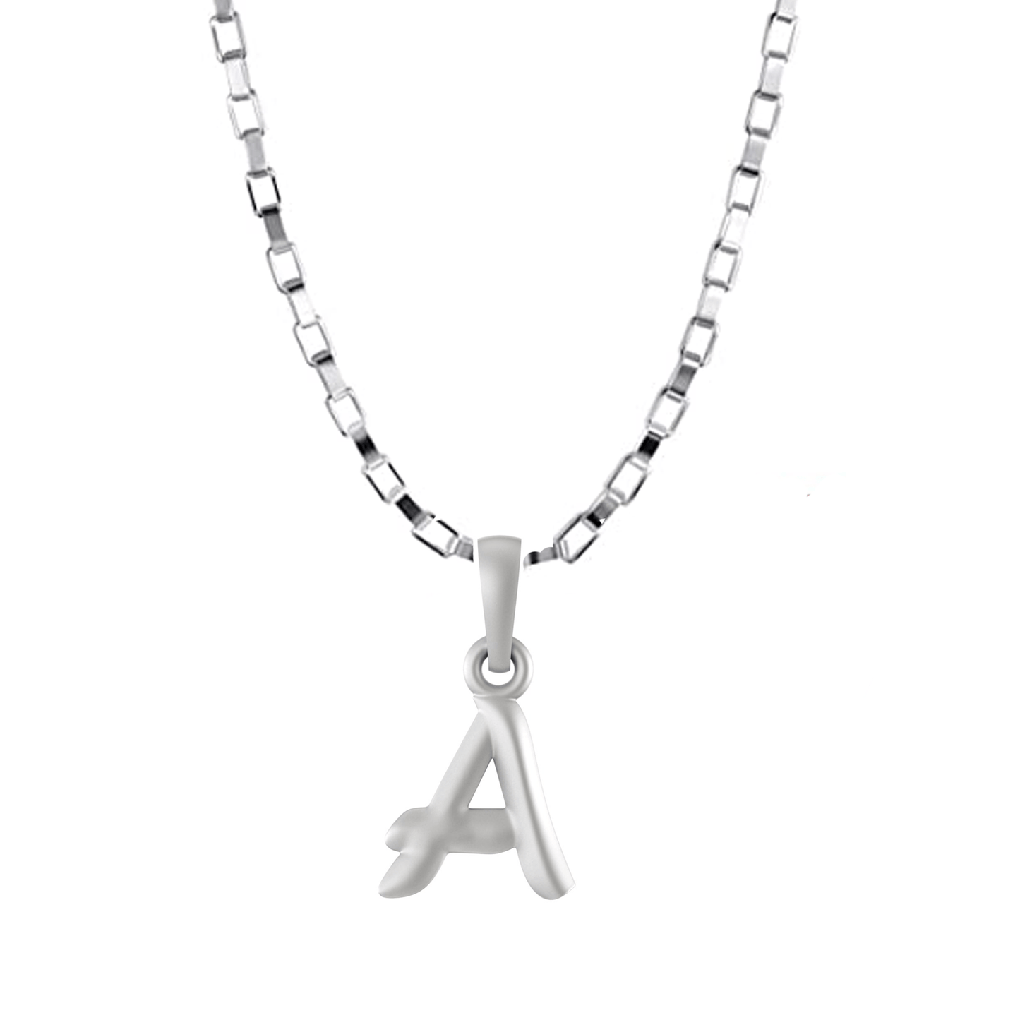 Akshat Sapphire Sterling Silver (92.5% purity) precious Name alphabet chain pendant (Pendnat with Box chain- 22 Inches) pure silver designer alphabet chain locket Akshat Sapphire