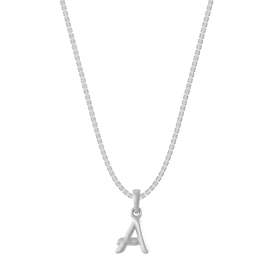 Akshat Sapphire Sterling Silver (92.5% purity) precious Name alphabet chain pendant (Pendnat with Box chain) pure silver designer alphabet chain locket Akshat Sapphire