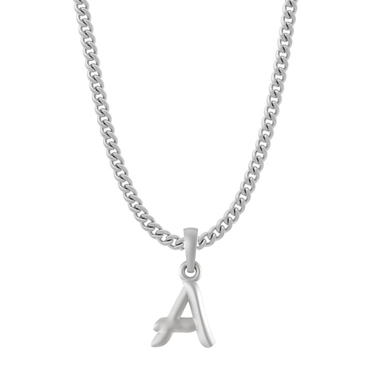 Akshat Sapphire Sterling Silver (92.5% purity) precious Name alphabet chain pendant (Pendnat with Curb chain- 22 Inches) pure silver designer alphabet chain locket Akshat Sapphire