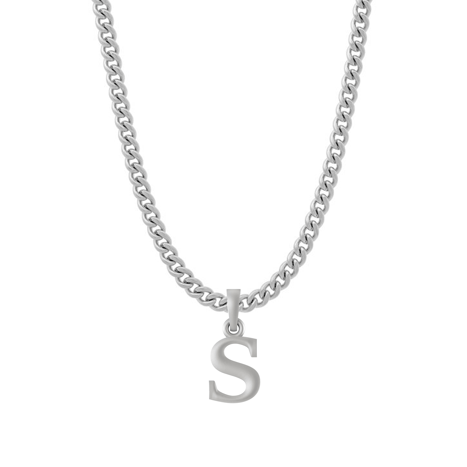 Akshat Sapphire Sterling Silver (92.5% purity) precious Name alphabet chain pendant (Pendnat with Curb chain- 22 Inches) pure silver designer alphabet chain locket Akshat Sapphire