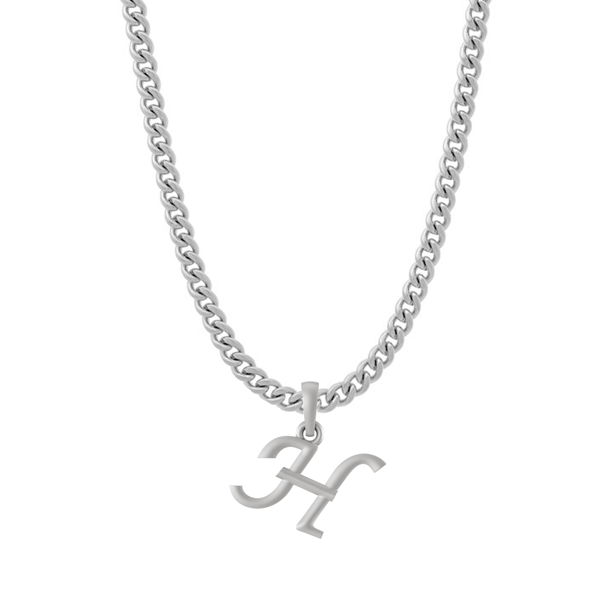 Akshat Sapphire Sterling Silver (92.5% purity) precious Name alphabet chain pendant (Pendnat with Curb chain- 22 Inches) pure silver designer alphabet chain locket Akshat Sapphire