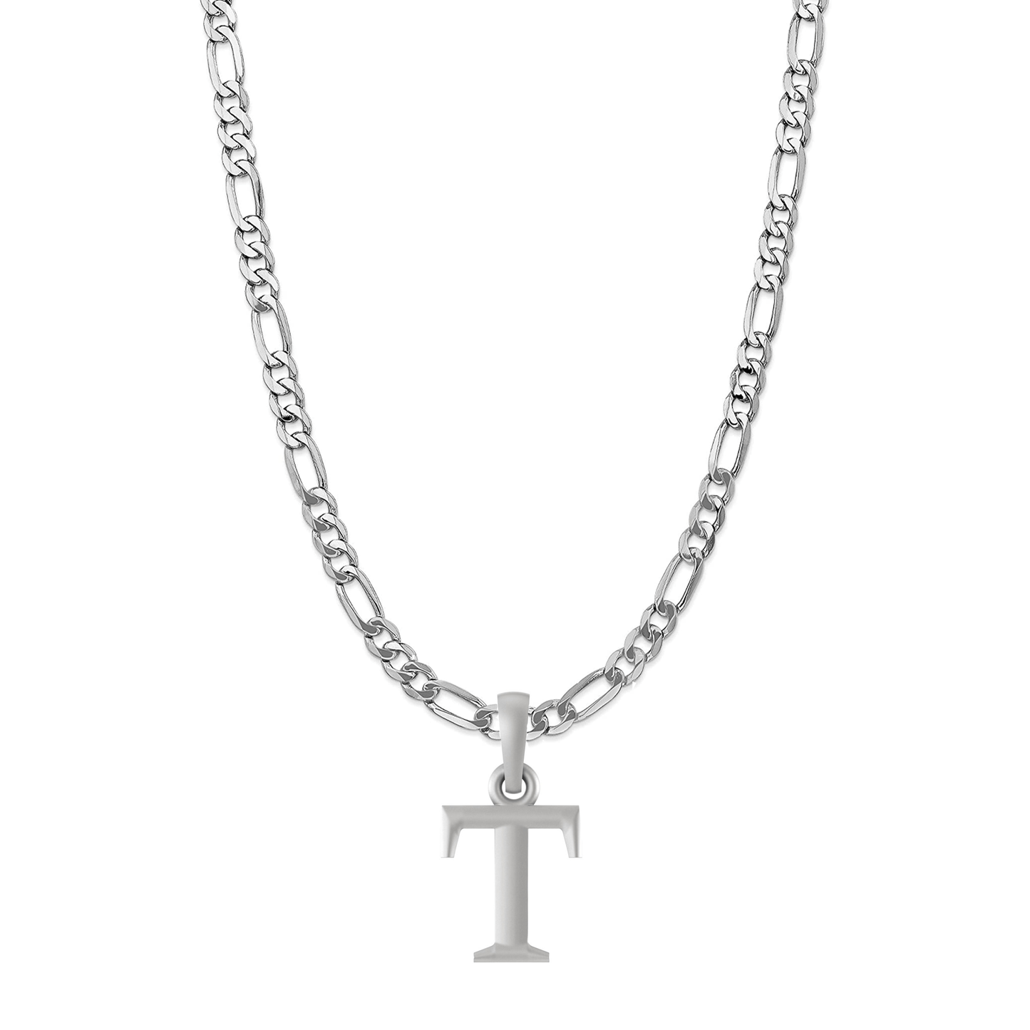 Akshat Sapphire Sterling Silver (92.5% purity) precious Name alphabet chain pendant (Pendnat with Figaro chain- 22 Inches) pure silver designer alphabet chain locket Akshat Sapphire