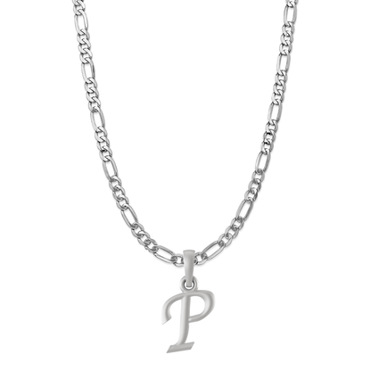 Akshat Sapphire Sterling Silver (92.5% purity) precious Name alphabet chain pendant (Pendnat with Figaro chain- 22 Inches) pure silver designer alphabet chain locket Akshat Sapphire