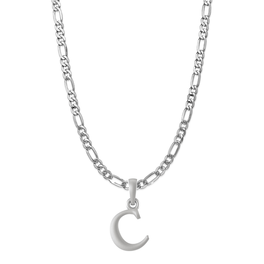 Akshat Sapphire Sterling Silver (92.5% purity) precious Name alphabet chain pendant (Pendnat with Figaro chain- 22 Inches) pure silver designer alphabet chain locket Akshat Sapphire
