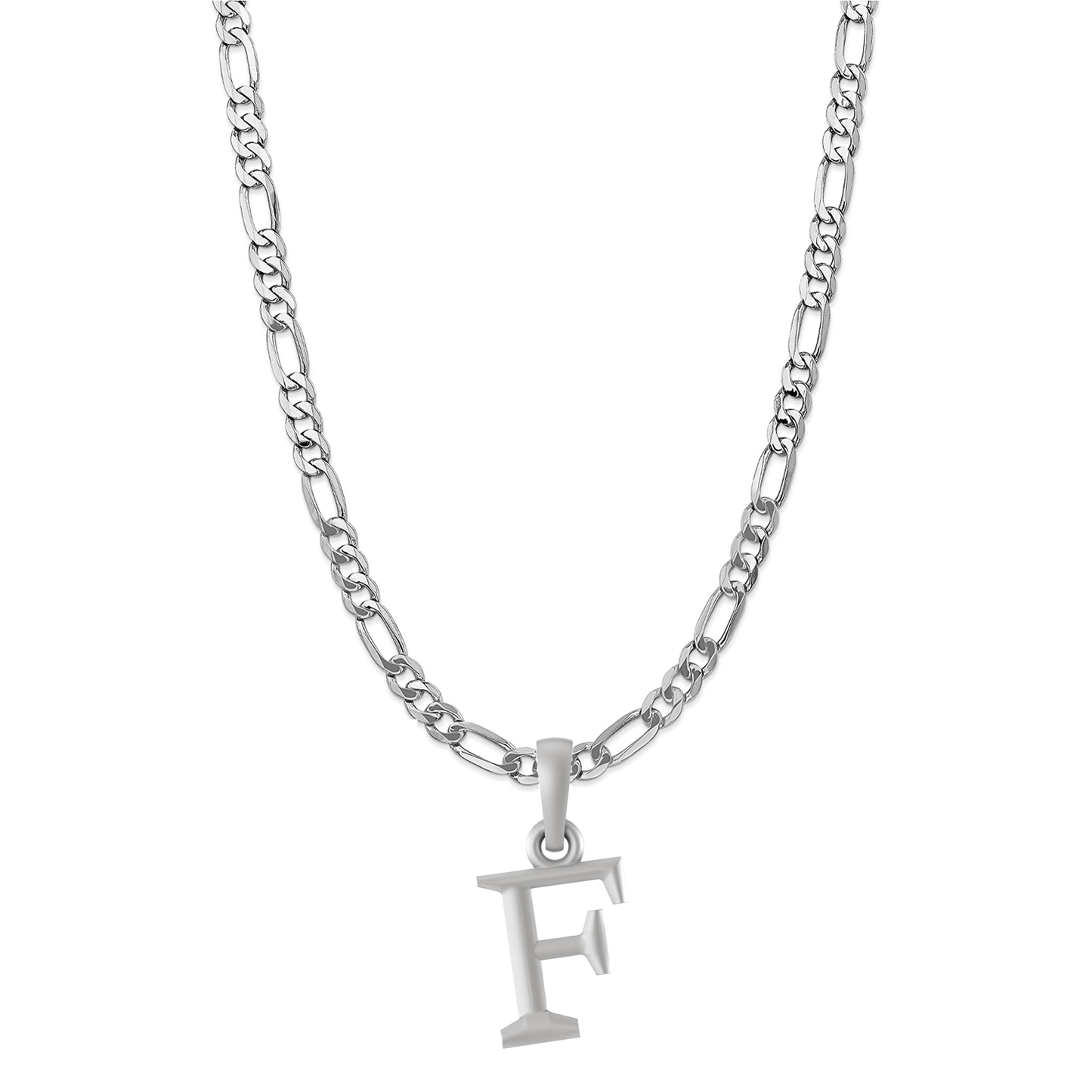 Akshat Sapphire Sterling Silver (92.5% purity) precious Name alphabet chain pendant (Pendnat with Figaro chain- 22 Inches) pure silver designer alphabet chain locket Akshat Sapphire