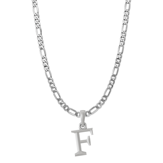 Akshat Sapphire Sterling Silver (92.5% purity) precious Name alphabet chain pendant (Pendnat with Figaro chain- 22 Inches) pure silver designer alphabet chain locket Akshat Sapphire