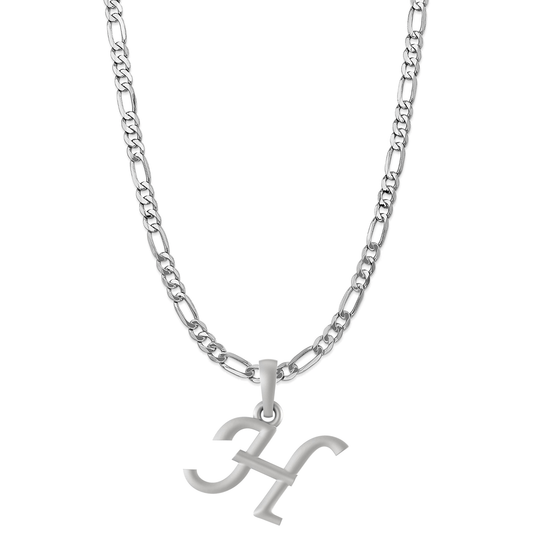Akshat Sapphire Sterling Silver (92.5% purity) precious Name alphabet chain pendant (Pendnat with Figaro chain- 22 Inches) pure silver designer alphabet chain locket Akshat Sapphire