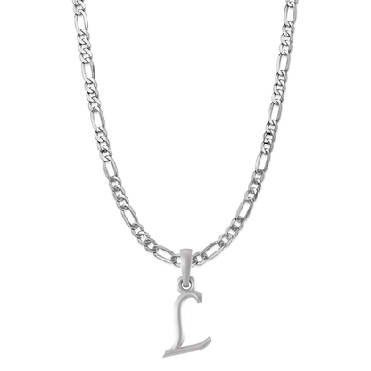 Akshat Sapphire Sterling Silver (92.5% purity) precious Name alphabet chain pendant (Pendnat with Figaro chain- 22 Inches) pure silver designer alphabet chain locket Akshat Sapphire