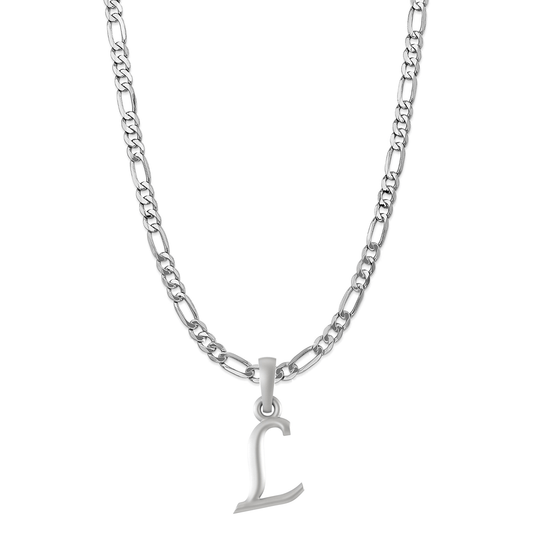Akshat Sapphire Sterling Silver (92.5% purity) precious Name alphabet chain pendant (Pendnat with Figaro chain- 22 Inches) pure silver designer alphabet chain locket Akshat Sapphire