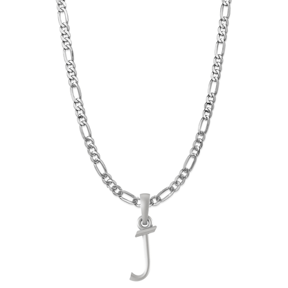 Akshat Sapphire Sterling Silver (92.5% purity) precious Name alphabet chain pendant (Pendnat with Figaro chain- 22 Inches) pure silver designer alphabet chain locket Akshat Sapphire