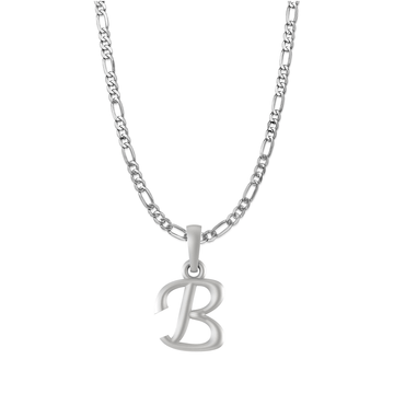 Akshat Sapphire Sterling Silver (92.5% purity) precious Name alphabet chain pendant (Pendnat with Figaro chain- 22 Inches) pure silver designer alphabet chain locket Akshat Sapphire