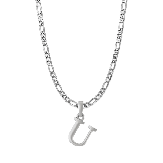 Akshat Sapphire Sterling Silver (92.5% purity) precious Name alphabet chain pendant (Pendnat with Figaro chain- 22 Inches) pure silver designer alphabet chain locket Akshat Sapphire