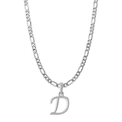 Akshat Sapphire Sterling Silver (92.5% purity) precious Name alphabet chain pendant (Pendnat with Figaro chain- 22 Inches) pure silver designer alphabet chain locket Akshat Sapphire