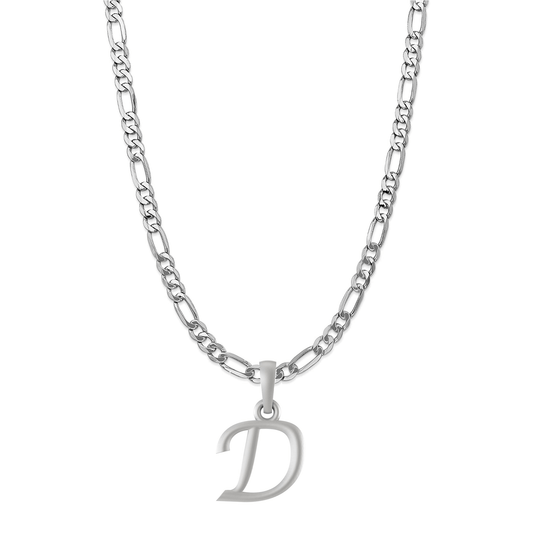 Akshat Sapphire Sterling Silver (92.5% purity) precious Name alphabet chain pendant (Pendnat with Figaro chain- 22 Inches) pure silver designer alphabet chain locket Akshat Sapphire