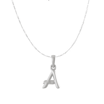 Akshat Sapphire Sterling Silver (92.5% purity) precious Name alphabet chain pendant (Pendnat with Figaro chain) pure silver designer alphabet chain locket Akshat Sapphire