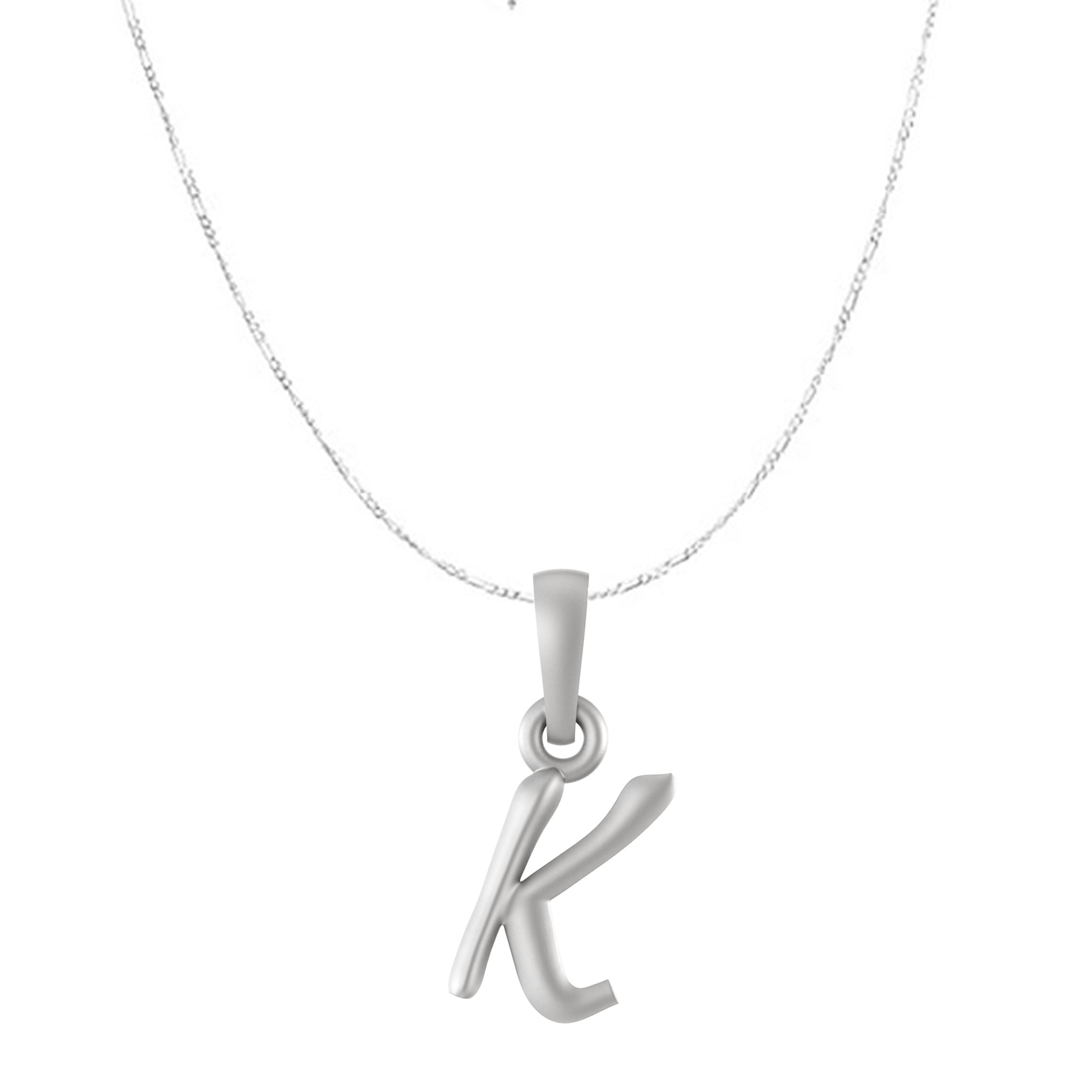 Akshat Sapphire Sterling Silver (92.5% purity) precious Name alphabet chain pendant (Pendnat with Figaro chain) pure silver designer alphabet chain locket Akshat Sapphire