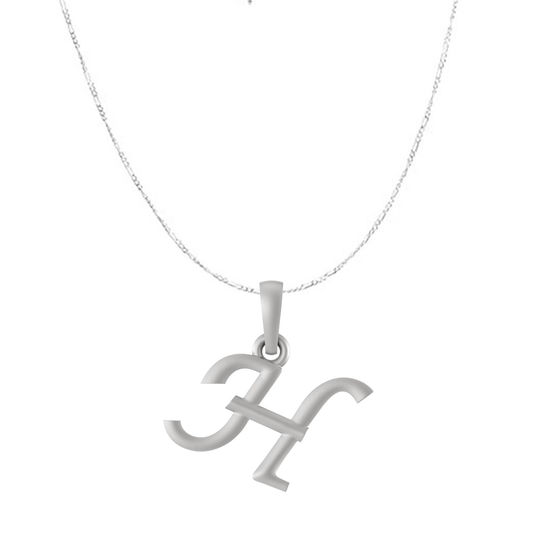 Akshat Sapphire Sterling Silver (92.5% purity) precious Name alphabet chain pendant (Pendnat with Figaro chain) pure silver designer alphabet chain locket Akshat Sapphire