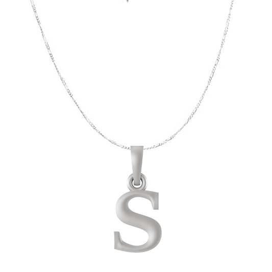 Akshat Sapphire Sterling Silver (92.5% purity) precious Name alphabet chain pendant (Pendnat with Figaro chain) pure silver designer alphabet chain locket Akshat Sapphire