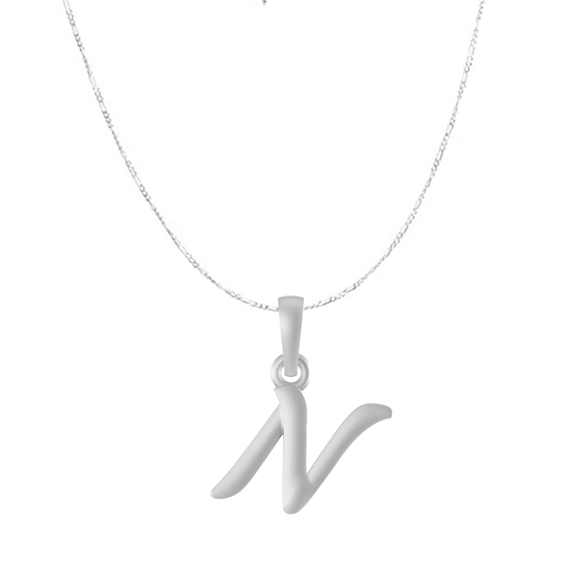 Akshat Sapphire Sterling Silver (92.5% purity) precious Name alphabet chain pendant (Pendnat with Figaro chain) pure silver designer alphabet chain locket Akshat Sapphire