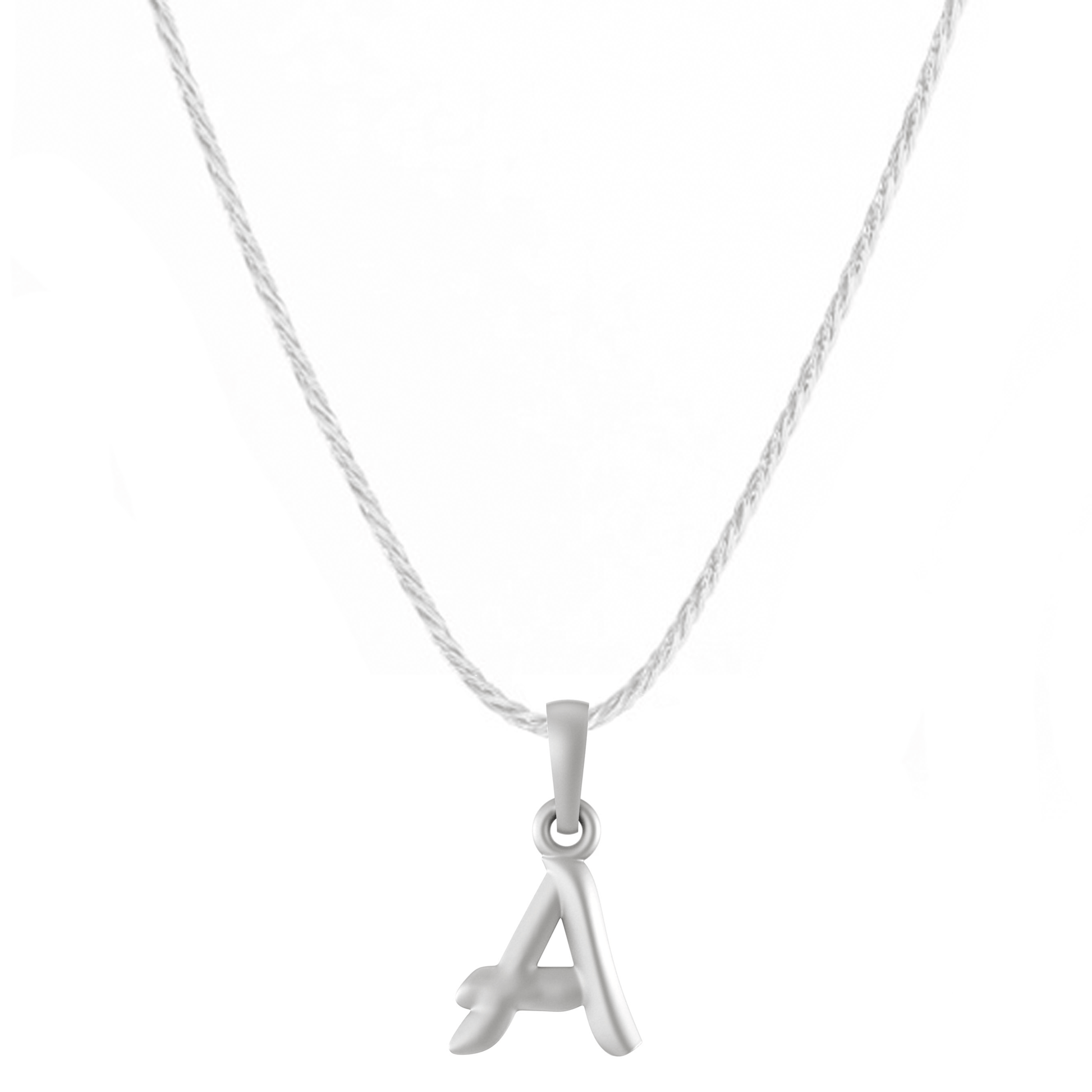 Akshat Sapphire Sterling Silver (92.5% purity) precious Name alphabet chain pendant (Pendnat with rope chain- 22 Inches) pure silver designer alphabet chain locket Akshat Sapphire