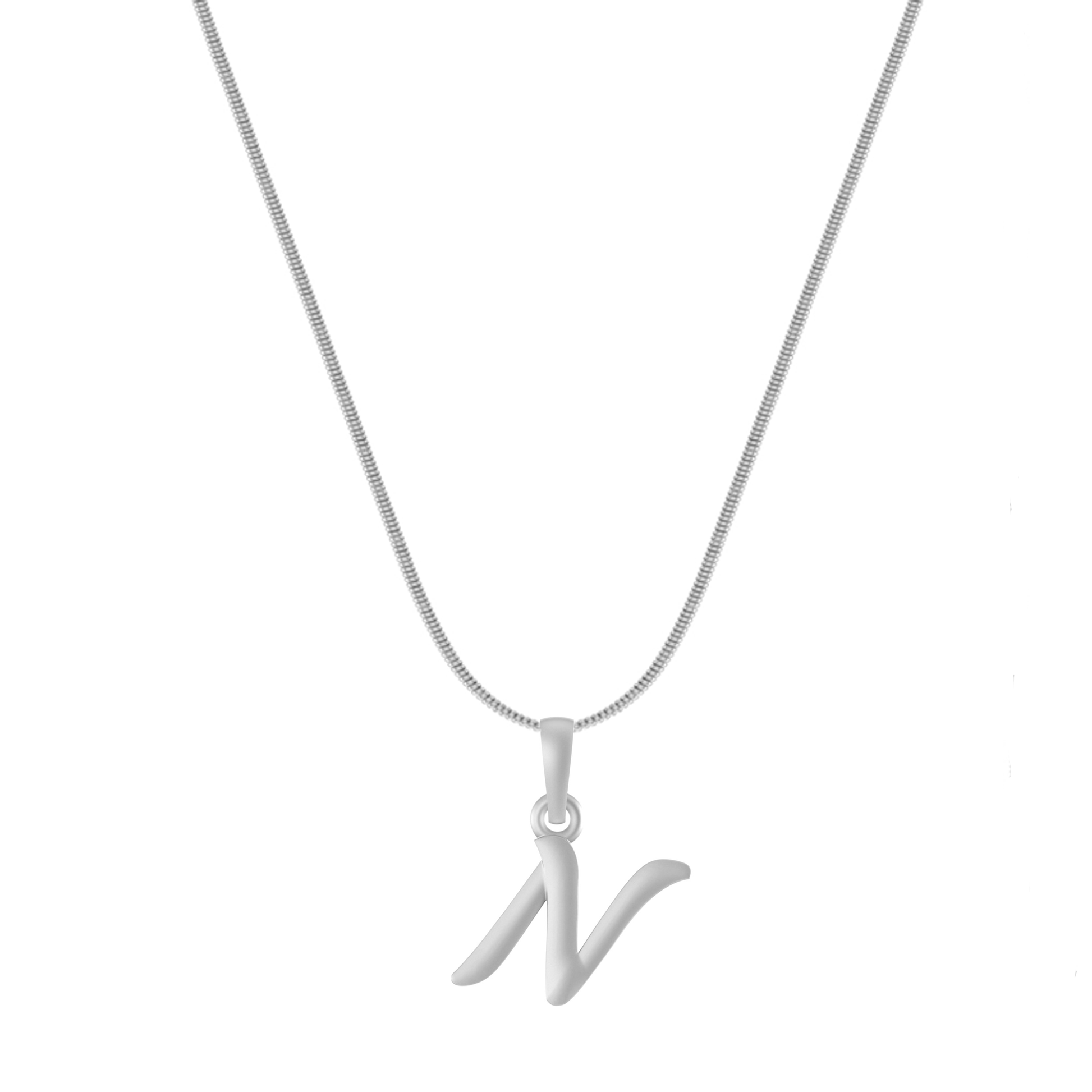 Akshat Sapphire Sterling Silver (92.5% purity) precious Name alphabet chain pendant (Pendnat with snake chain- 22 Inches) pure silver designer alphabet chain locket Akshat Sapphire
