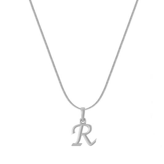 Akshat Sapphire Sterling Silver (92.5% purity) precious Name alphabet chain pendant (Pendnat with snake chain- 22 Inches) pure silver designer alphabet chain locket Akshat Sapphire