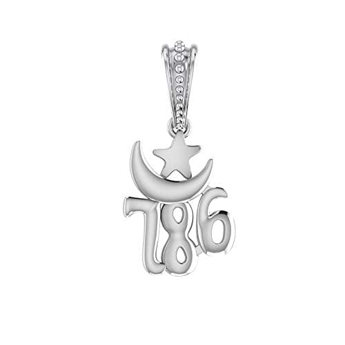 Akshat Sapphire Sterling Silver (92.5% purity) religious and lucky 786 Pendant for Men and women Pure Silver Muslim spiritual 786 Locket for Good Luck, Health & Wealth Akshat Sapphire