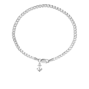 Akshat Sapphire 92.5% pure Sterling Silver Curb Designer Bracelet with Ship Anchor for Men