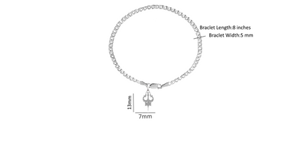 Akshat Sapphire 92.5% pure Sterling Silver Curb Designer Bracelet with spiritual Trishul