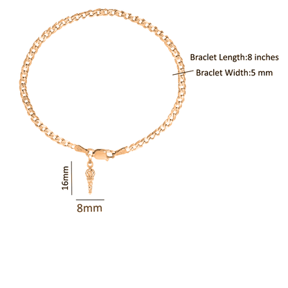 22KT gold plated 92.5% pure Sterling Silver Curb Designer Bracelet with Hanuman/Bajrang Bali Gada for Men & Boys