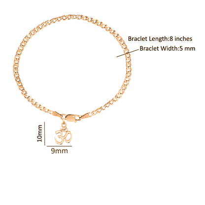 Akshat Sapphire 22KT gold plated  92.5% pure Sterling Silver Curb Designer Bracelet with spiritual OM for Men & Boys
