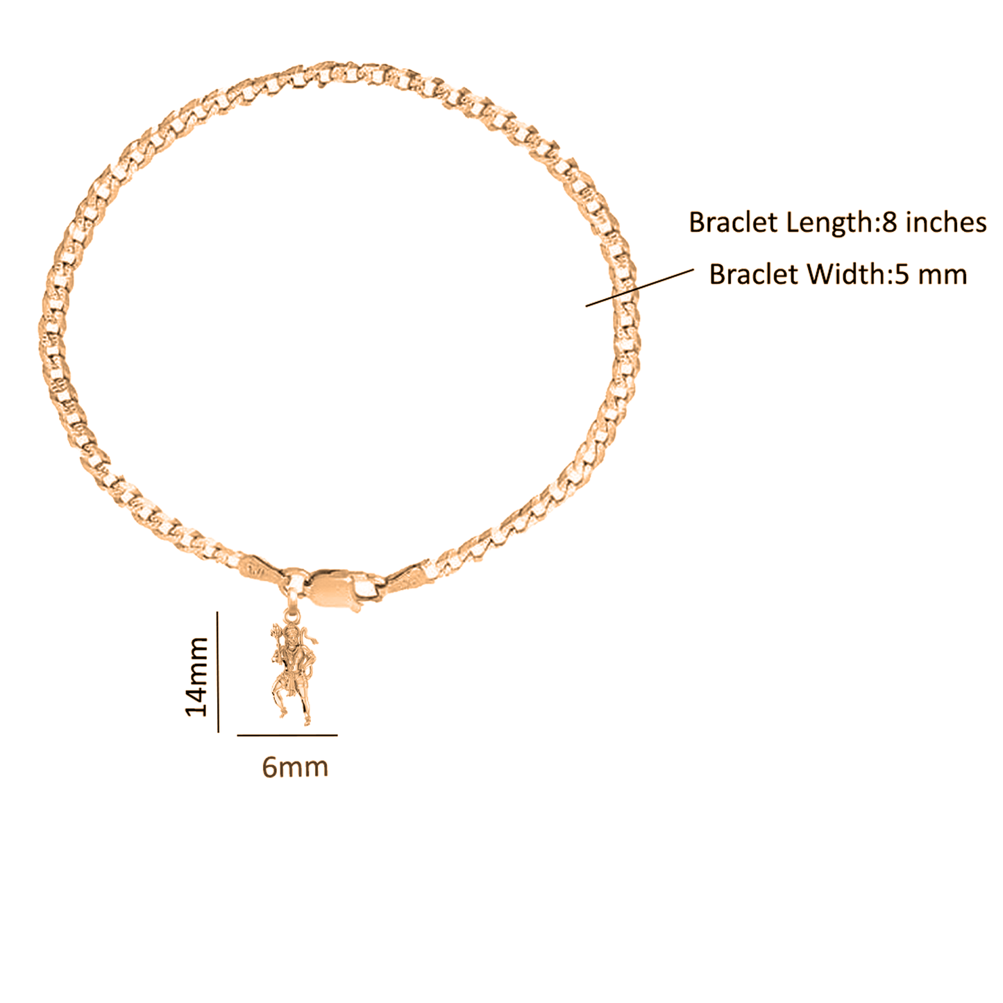 Akshat Sapphire 22KT gold plated  92.5% pure Sterling Silver Curb Designer Bracelet with Charm Hanuman for Men & Boys