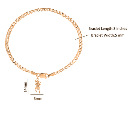 Akshat Sapphire 22KT gold plated  92.5% pure Sterling Silver Curb Designer Bracelet with Charm Hanuman for Men & Boys