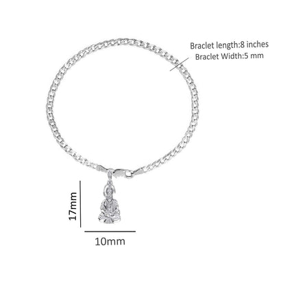 92.5% pure Sterling Silver Curb Designer Bracelet with Charm Hanuman/Bajrang Bali for Men & Boys