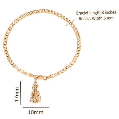 22KT gold plated 92.5% pure Sterling Silver Curb Designer Bracelet with Charm Hanuman/Bajrang Bali for Men & Boys