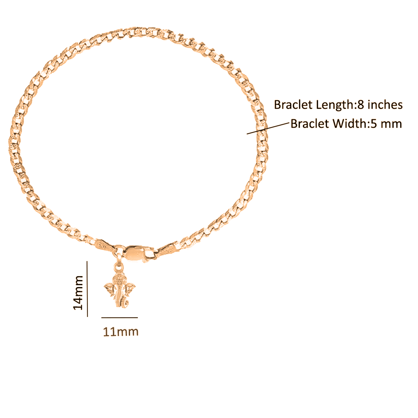 Akshat Sapphire 22KT gold plated  92.5% pure Sterling Silver Curb Designer Bracelet with Charm Ganesh for Men & Boys