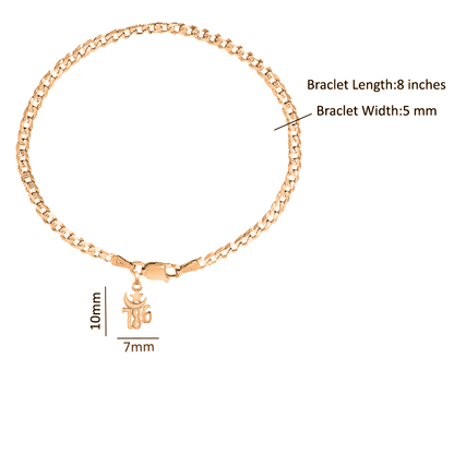 22KT gold plated 92.5% pure Sterling Silver Curb Designer Bracelet with religious 786 charm for Men & Boys
