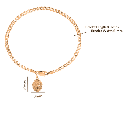 22KT gold plated 92.5% pure Sterling Silver Curb Designer Bracelet with Charm Narsimha for Men & Boys