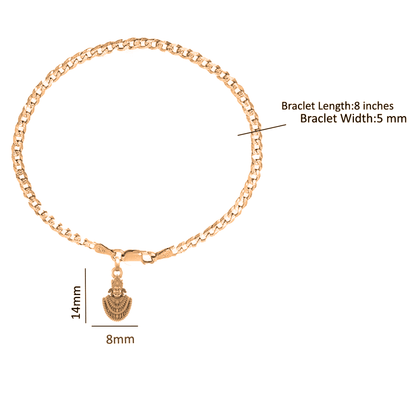 22KT gold plated 92.5% pure Sterling Silver Curb Designer Bracelet with Charm Khatu Shyam for Men