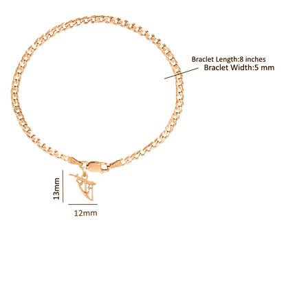 22KT gold plated 92.5% pure Sterling Silver Curb Designer Bracelet with Charm Ram Name for Men & Boys