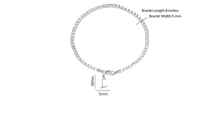 Akshat Sapphire 92.5% pure Sterling Silver Curb Designer Bracelet with L Alphabet for Men