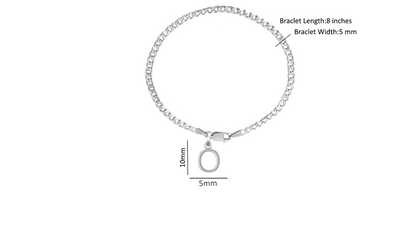 Akshat Sapphire 92.5% pure Sterling Silver Curb Designer Bracelet with O Alphabet for Men