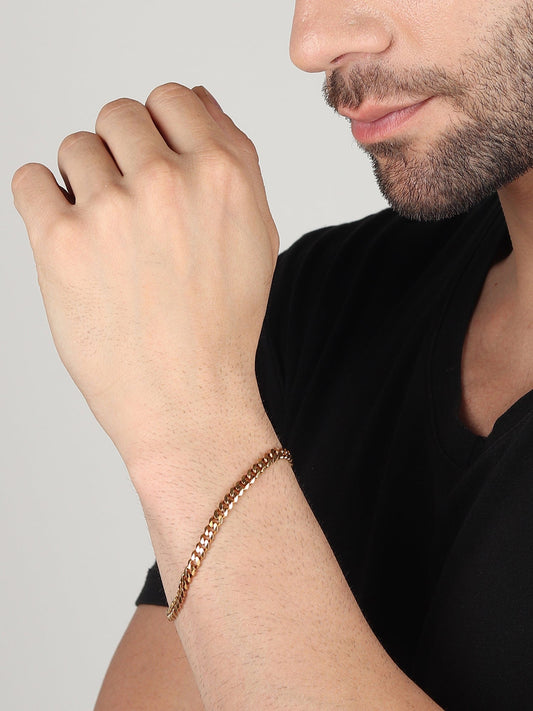 22 CT Gold Plated Silver (92.5% purity) Stylish and Fashionable Curb Bracelet by Akshat Sapphire for Men